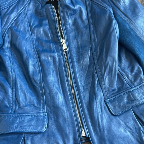 Buffalo David Bitton Blue Leather Jacket - Picture 2 of 9